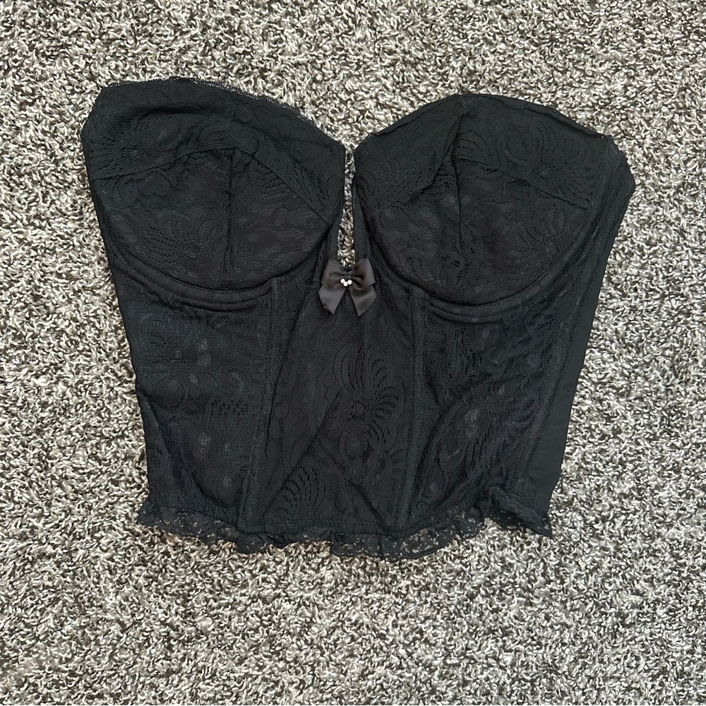 Black Lace Bustier Top